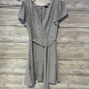 Trixxi Gray Flutter Sleeve V-Neck Sundress